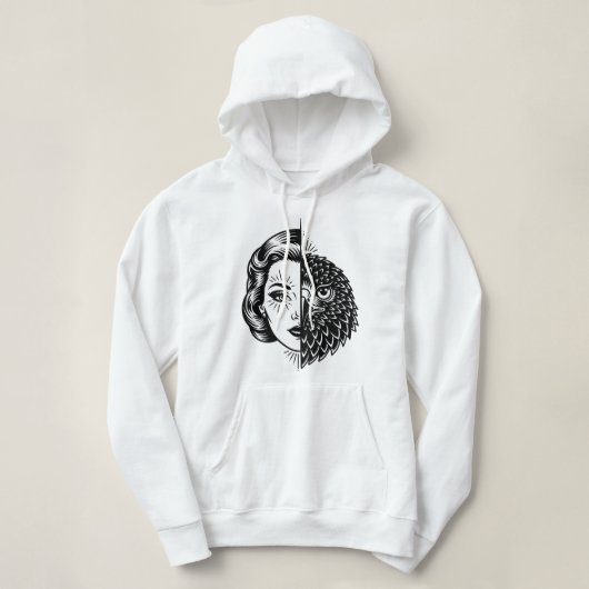 Vrouwelijke Havik Tatoeage Flash Hoodie (Design voorkant)