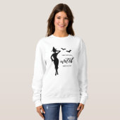 Vrouwelijke heks vrouw modelleren met vleermuizen trui (Voorkant volledig)