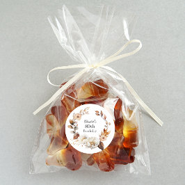 Vrouwelijke Herfst Bloemen 80ste Verjaardagsfeest Ronde Sticker