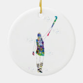 Vrouwelijke Hockeyspeelster Keramisch Ornament (Achterkant)