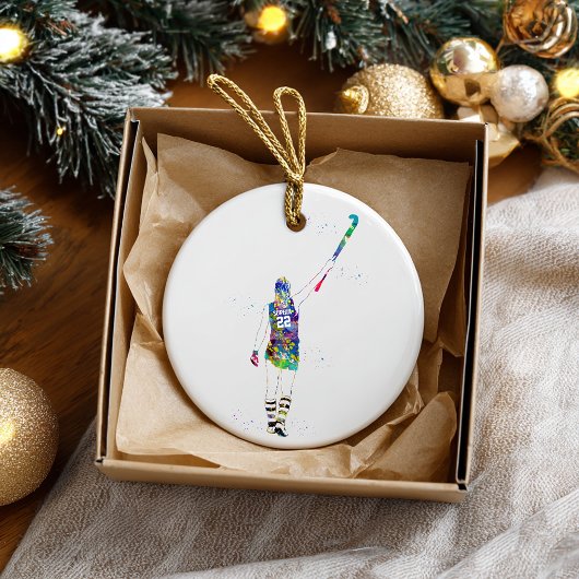 Vrouwelijke Hockeyspeelster Keramisch Ornament