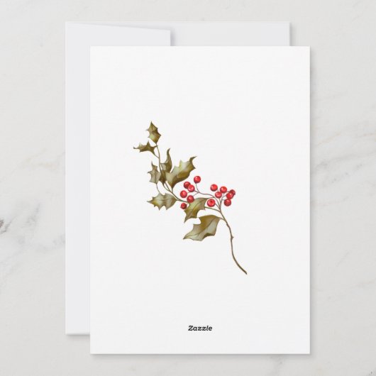 Vrouwelijke Holly Evergreens en Rozen Corporate Feestdagenkaart (Achterkant)