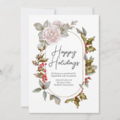 Vrouwelijke Holly Evergreens Floral Corporate Feestdagenkaart (Voorkant)