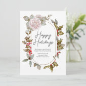 Vrouwelijke Holly Evergreens Floral Corporate Feestdagenkaart (Staand voorkant)