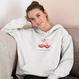 Vrouwelijke hoodie Rood & Roze Kersen Hart Boog