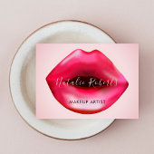 Vrouwelijke Hot Pink Lips Make-up Artist Beauty Visitekaartje