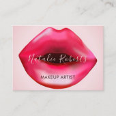 Vrouwelijke Hot Pink Lips Make-up Artist Beauty Visitekaartje (Voorkant)