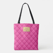 Vrouwelijke Hot Pink Quilted Patroon Naam Tote Bag (Achterkant)