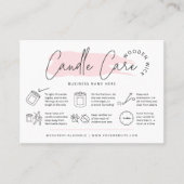 Vrouwelijke Houten Wick Candle Care Instructies Visitekaartje (Voorkant)