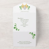 Vrouwelijke Ierse Claddagh-ring en klaveren All In One Uitnodiging (Buitenkant)