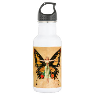 Vrouwelijke Illustratie van Fladderende Vlinder in Waterfles
