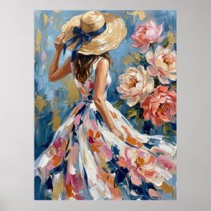 Vrouwelijke Impressionistische Cottage-core  Poster