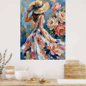 Vrouwelijke Impressionistische Cottage-core Poster (Keuken)