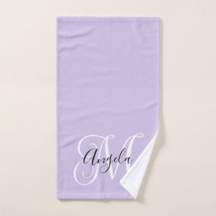 Vrouwelijke kalligrafie monogram bleke lavendel handdoek