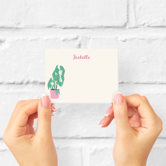 Vrouwelijke kamerplant roze naam notities post-it® notes