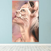 Vrouwelijke Katachtige Canvasprint Canvas Afdruk (Insitu (Houten vloer))