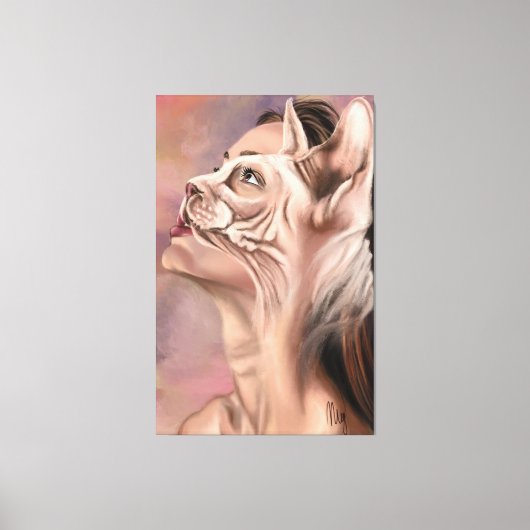 Vrouwelijke Katachtige Canvasprint Canvas Afdruk (Voorkant)