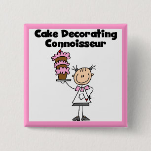 Vrouwelijke kenner van cakeversiering vierkante button 5,1 cm