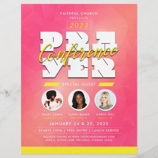 Vrouwelijke kerk Prayer Conference Service Flyer (Voorkant)