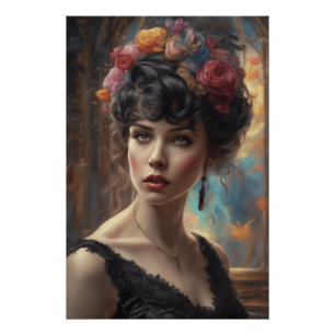 Vrouwelijke kleding portret tijdloze AI kunstschet Perfect Poster