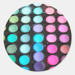 Vrouwelijke kleurrijke make-up artiest ronde sticker