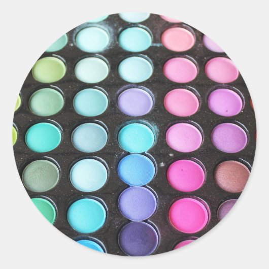 Vrouwelijke kleurrijke make-up artiest ronde sticker (Voorkant)