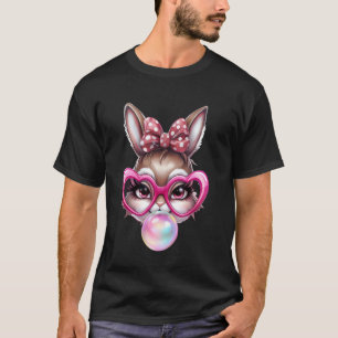 Vrouwelijke Konijn Konijn Met Bril Bubblegum Meisj T-shirt