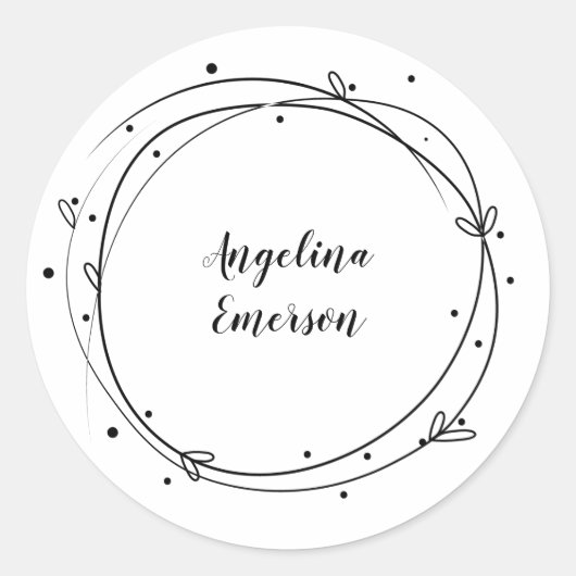 Vrouwelijke krans handgemaakt ronde sticker (Voorkant)