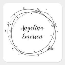 Vrouwelijke krans handgemaakte sieraden geborsteld vierkante sticker