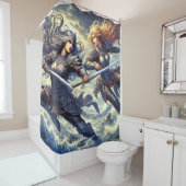 Vrouwelijke krijgers douchegordijn (In situ)