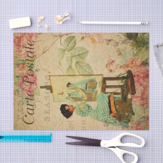  vrouwelijke kunstenaar in Easel-Frans Tissuepapier (Craft)