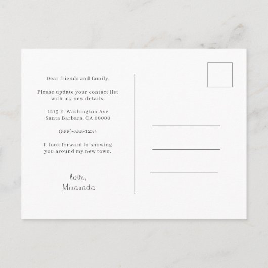 Vrouwelijke Lavendel Bloemen Waterverf Nieuw Adres Aankondigingskaart (Achterkant)