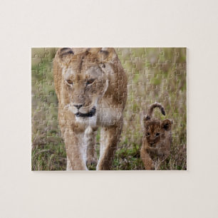 Vrouwelijke Leeuw met Welp Legpuzzel