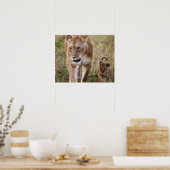 Vrouwelijke Leeuw met Welp Poster (Keuken)