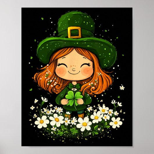 Vrouwelijke Leprechaun Shamrock Meisjes St Patrick Poster (Voorkant)
