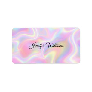 Vrouwelijke, levendige, pastel holografisch spiraa etiket