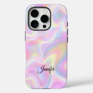 Vrouwelijke, levendige, pastel holografisch spiraa iPhone 16 pro hoesje