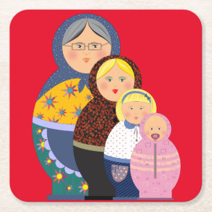 Vrouwelijke levensstadia Matryoshka Dolls Kartonnen Onderzetters