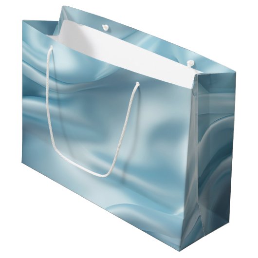  Vrouwelijke Lichtblauwe Faux Satin Groot Cadeauzakje (Voorkant Gekanteld)