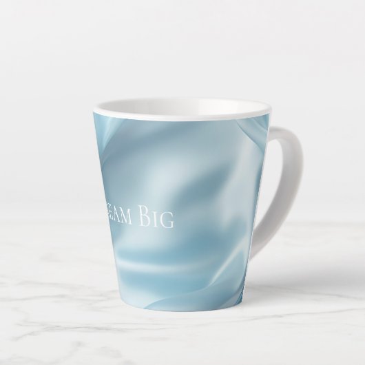  Vrouwelijke Lichtblauwe Faux Satin Latte Mok (Rechterhoek)