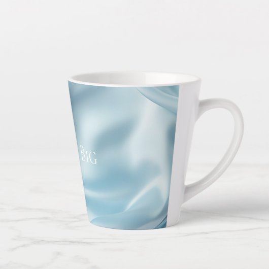  Vrouwelijke Lichtblauwe Faux Satin Latte Mok (Rechts)