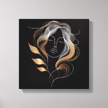 Vrouwelijke Lijnkunst met Gouden Bladstroom