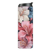 Vrouwelijke Lillies Bloemen Tumbler Thermosbeker (Gedraaid links)