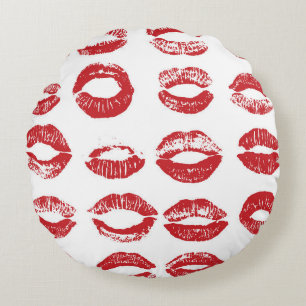 Vrouwelijke lippen hebben een set. Met de hand get Rond Kussen