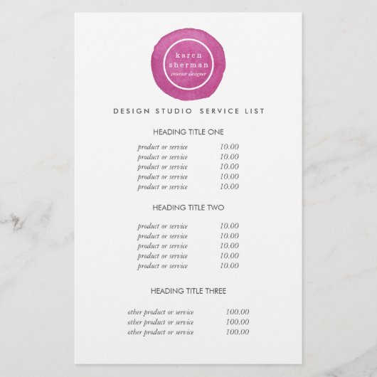 Vrouwelijke logo heet roze | Prijzen en services Flyer (Voorkant)