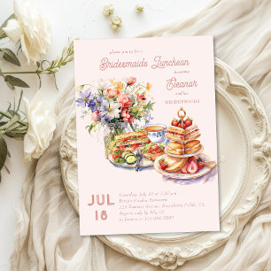 Vrouwelijke lunch theebloemen bruidsmeisjes lunche kaart