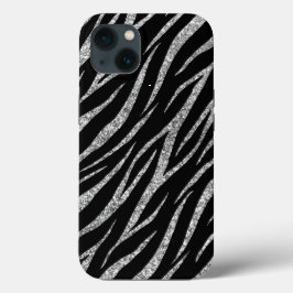 Vrouwelijke luxe zwart & zilver klassieke zebra pr iPhone 16 hoesje
