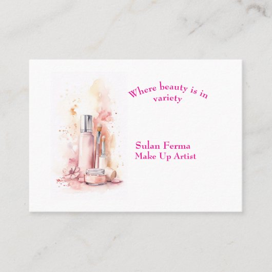 Vrouwelijke make-up borstel minimalistische make-u visitekaartje (Voorkant)