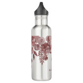 Vrouwelijke Mauve Blush Bloemen met Naam Waterfles (Links)