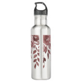 Vrouwelijke Mauve Blush Bloemen met Naam Waterfles (Achterkant)